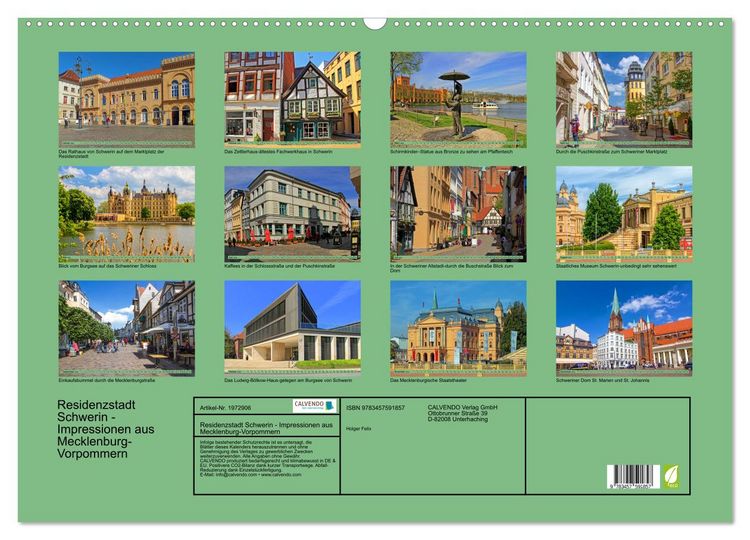 Produktbild: Residenzstadt Schwerin - Impressionen aus Mecklenburg-Vorpommern (Wandkalender 2026 DIN A2 quer), CALVENDO Monatskalender