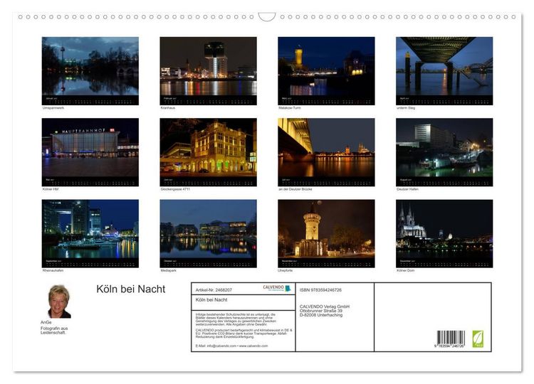 Produktbild: K&ouml;ln bei Nacht (Wandkalender 2027 DIN A2 quer), CALVENDO Monatskalender