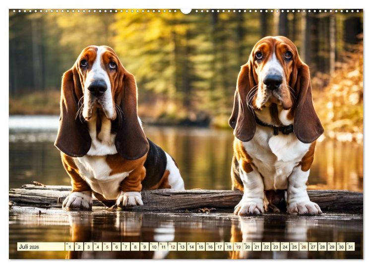Produktbild: Basset Hound - unverkennbar (Wandkalender 2026 DIN A2 quer), CALVENDO Monatskalender