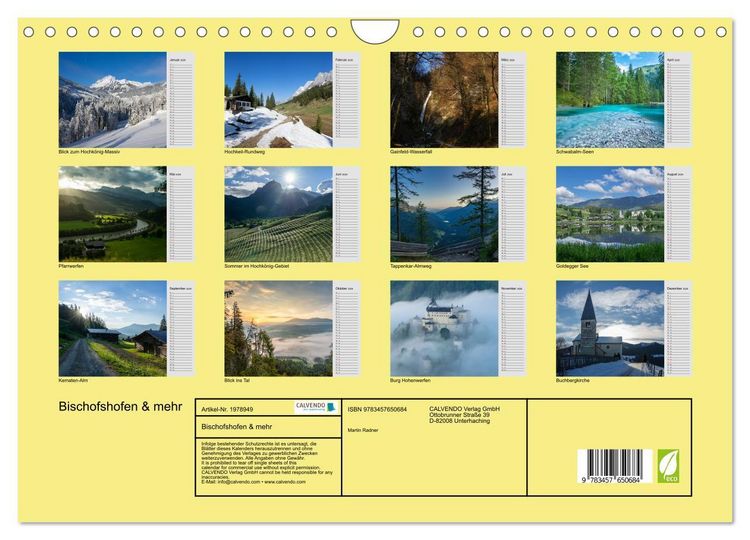 Produktbild: Bischofshofen & mehr (Wandkalender 2026 DIN A4 quer), CALVENDO Monatskalender