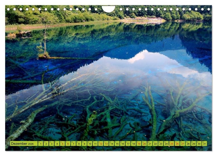 Produktbild: Die magischen Gew&auml;sser von Jiuzhaigou und Huanglong (Wandkalender 2026 DIN A4 quer), CALVENDO Monatskalender