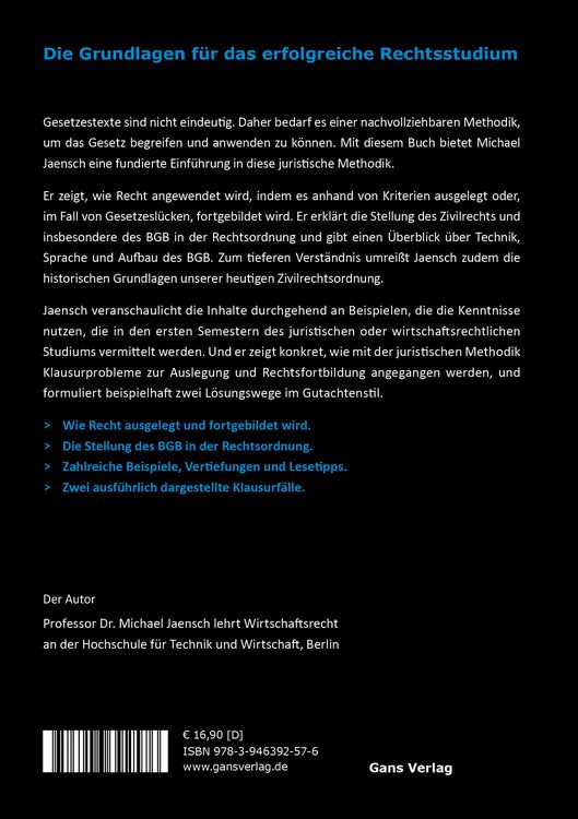Produktbild: Juristische Methodenlehre