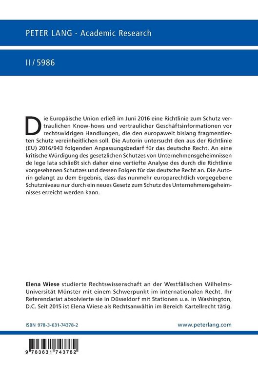 Produktbild: Die EU-Richtlinie &uuml;ber den Schutz vertraulichen Know-hows und vertraulicher Gesch&auml;ftsinformationen