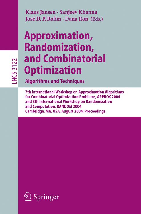 Produktbild: Approximation, Randomization and Combinatorial Optimization. Algorithms and Techniques