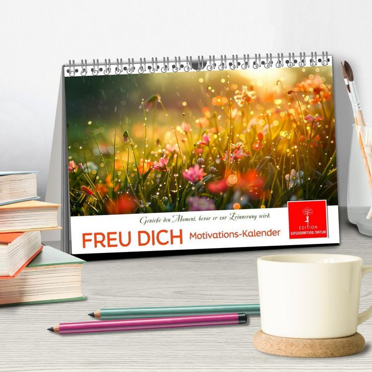 Produktbild: Freu Dich Motivations-Kalender (Tischkalender 2026 DIN A5 quer), CALVENDO Monatskalender