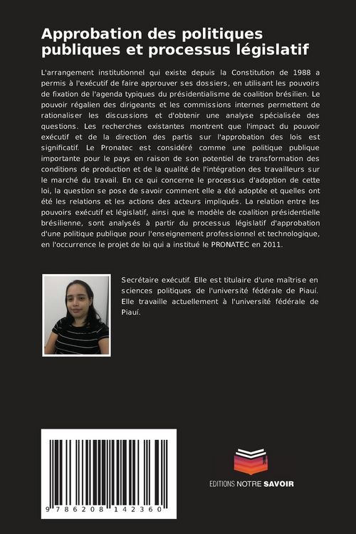 Produktbild: Approbation des politiques publiques et processus l&eacute;gislatif