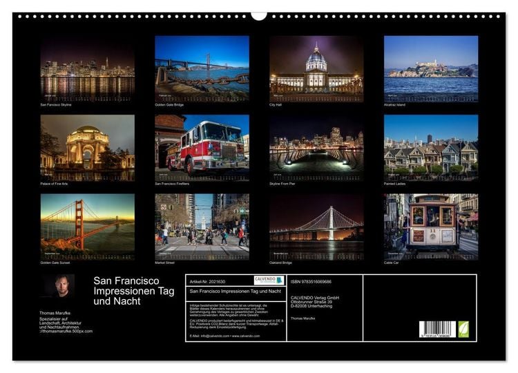 Produktbild: San Francisco Impressionen Tag und Nacht (Wandkalender 2026 DIN A2 quer), CALVENDO Monatskalender