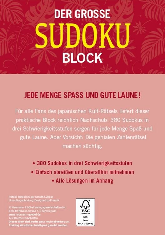 Produktbild: Der gro&szlig;e Sudoku Block Band 12