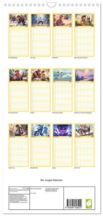 Produktbild: Familienplaner 2027 - Der Jungen-Kalender mit 5 Spalten (Wandkalender, 21 x 45 cm) CALVENDO