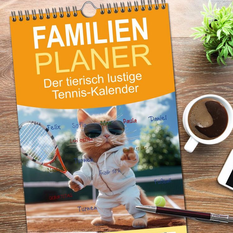 Produktbild: Familienplaner 2026 - Der tierisch lustige Tennis-Kalender mit 5 Spalten (Wandkalender, 21 x 45 cm) CALVENDO