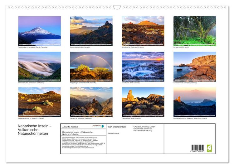 Produktbild: Kanarische Inseln - Vulkanische Natursch&ouml;nheiten (Wandkalender 2026 DIN A2 quer), CALVENDO Monatskalender