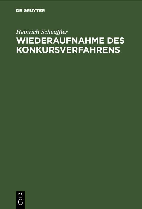 Produktbild: Wiederaufnahme des Konkursverfahrens