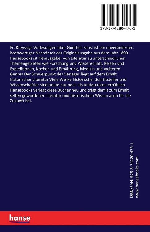 Produktbild: Fr. Kreyssigs Vorlesungen &uuml;ber Goethes Faust