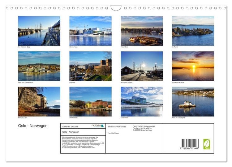 Produktbild: Oslo - Norwegen (Wandkalender 2027 DIN A3 quer), CALVENDO Monatskalender