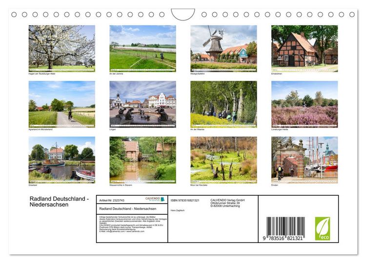 Produktbild: Radland Deutschland - Niedersachsen (Wandkalender 2027 DIN A4 quer), CALVENDO Monatskalender