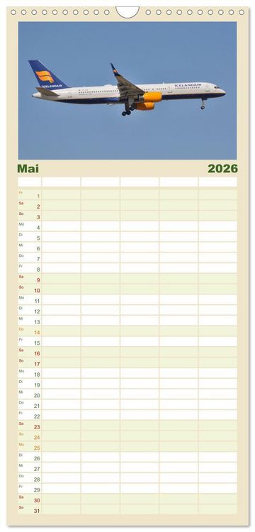 Produktbild: Familienplaner 2026 - Flugzeuge aller Art mit 5 Spalten (Wandkalender, 21 x 45 cm) CALVENDO