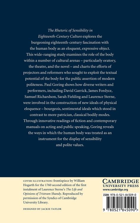 Produktbild: The Rhetoric of Sensibility in Eighteenth-Century Culture