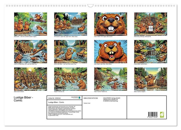 Produktbild: Lustige Biber - Comic (Wandkalender 2027 DIN A2 quer), CALVENDO Monatskalender