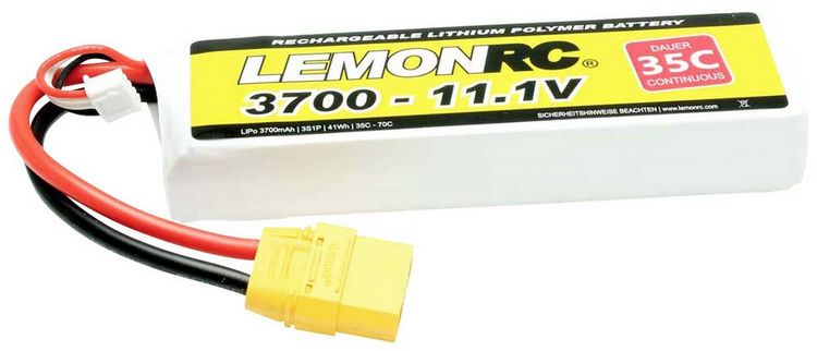 Produktbild: LemonRC Modellbau-Akkupack (LiPo) 11.1V 3700 mAh Zellen-Zahl: 3 35 C Softcase XT90
