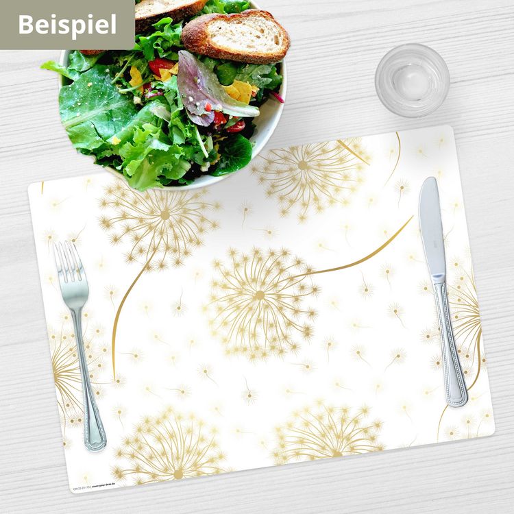 Produktbild: Tischsetmacher Tischsets Goldene Pusteblume, aus hochwertigem Vinyl (4 St&uuml;ck), 44 x 32 cm