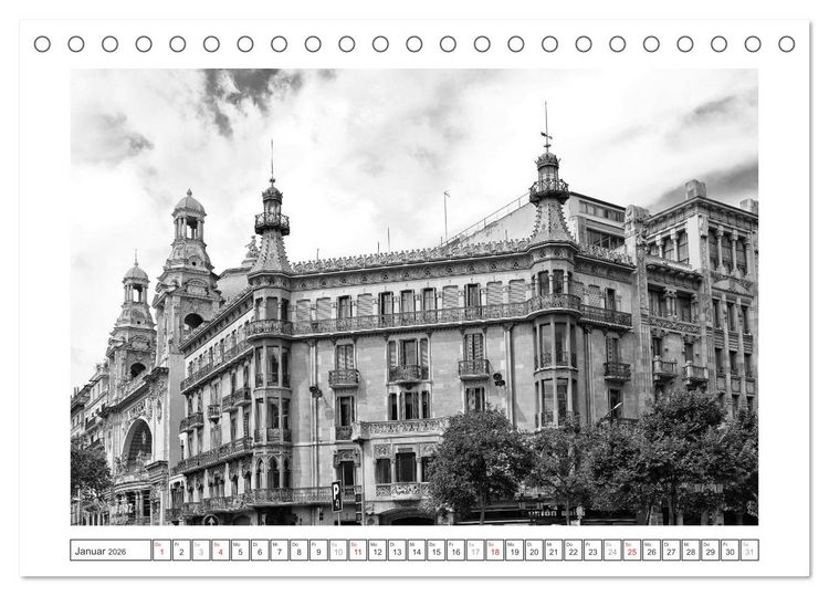 Produktbild: Barcelona Photografien in Schwarz / Wei&szlig; (Tischkalender 2026 DIN A5 quer), CALVENDO Monatskalender