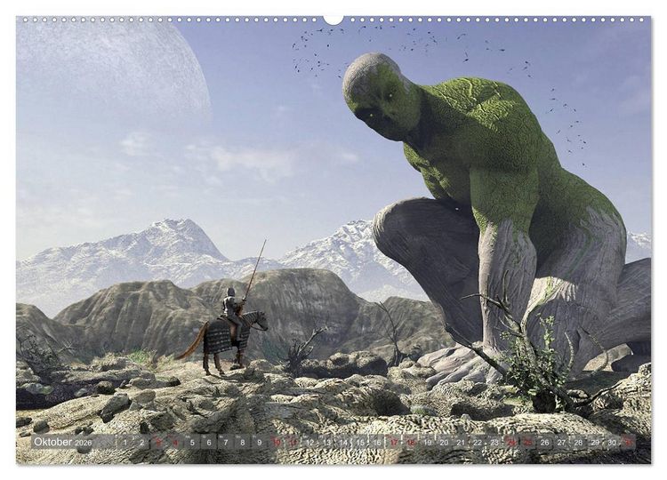 Produktbild: Helden, Drachen und Magie (Wandkalender 2026 DIN A2 quer), CALVENDO Monatskalender