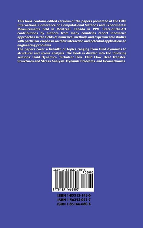 Produktbild: Computational Methods and Experimental Measurements V