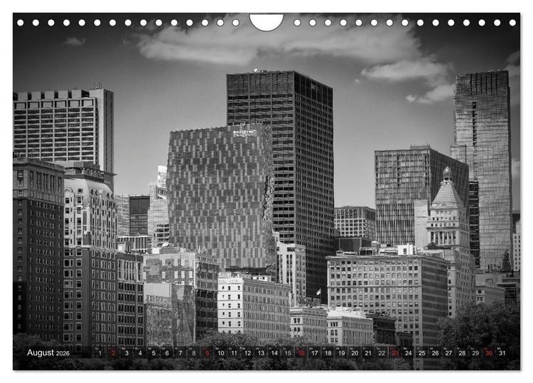 Produktbild: CHICAGO Monochrom (Wandkalender 2026 DIN A4 quer), CALVENDO Monatskalender