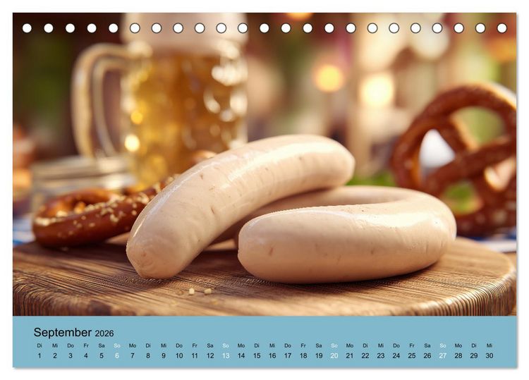 Produktbild: Bayrische Wei&szlig;wurst - Traditioneller K&uuml;chenkalender f&uuml;r Genie&szlig;er (Tischkalender 2026 DIN A5 quer), CALVENDO Monatskalender