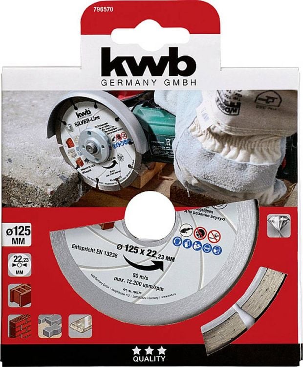 Produktbild: Kwb 796570 Diamanttrennscheibe Durchmesser 125mm Bohrungs-&Oslash; 22mm 1St.