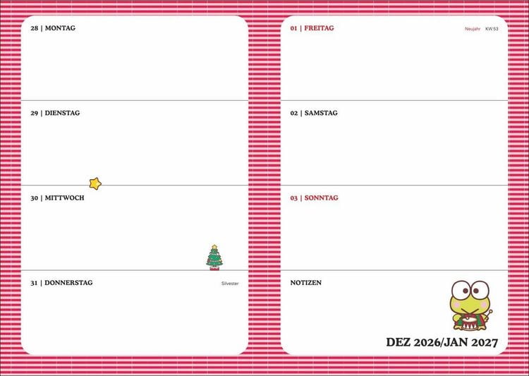 Produktbild: Hello Kitty 17-Monats-Kalenderbuch A5 2027 - 17 Monate. Von August 2026 bis Dezember 2027