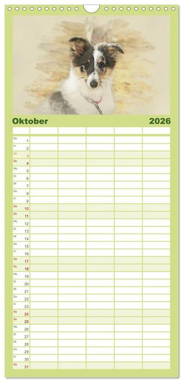 Produktbild: Familienplaner 2026 - Hundewelpen 2026 mit 5 Spalten (Wandkalender, 21 x 45 cm) CALVENDO