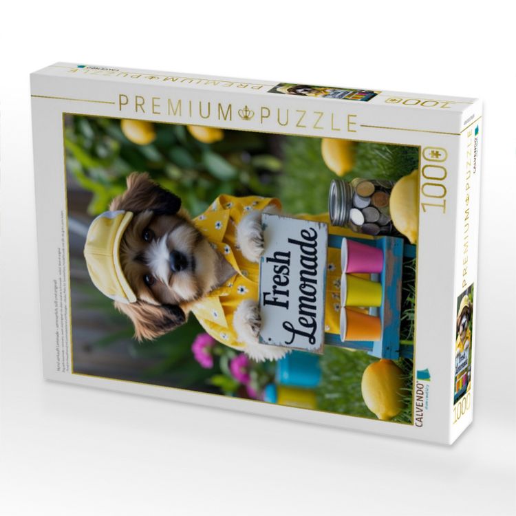 Produktbild: CALVENDO Puzzle Hund verkauft Limonade - sommerlich, s&uuml;&szlig; und originell | 1000 Teile Lege-Gr&ouml;&szlig;e 64x48cm Foto-Puzzle f&uuml;r gl&uuml;ckliche Stunden