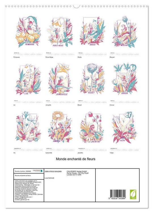 Produktbild: Monde enchant&eacute; de fleurs (Calendrier mural 2026 DIN A2 horizontal) calendrier de bureau