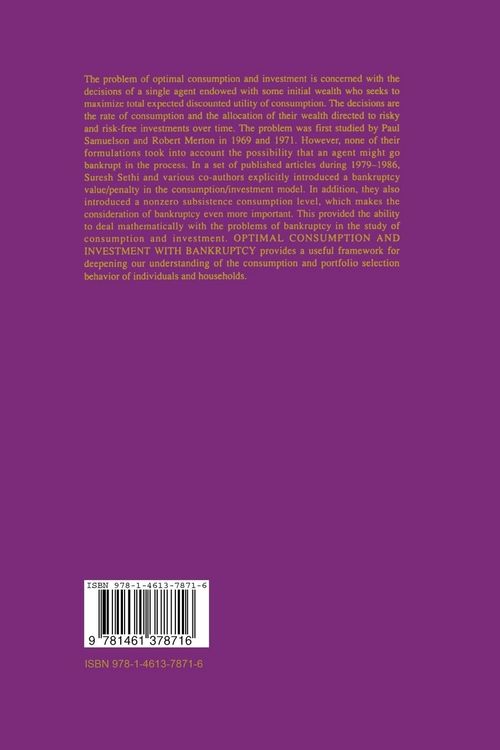 Produktbild: Optimal Consumption and Investment with Bankruptcy
