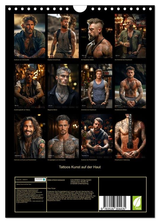 Produktbild: Tattoos Kunst auf der Haut (Wandkalender 2026 DIN A4 hoch), CALVENDO Monatskalender