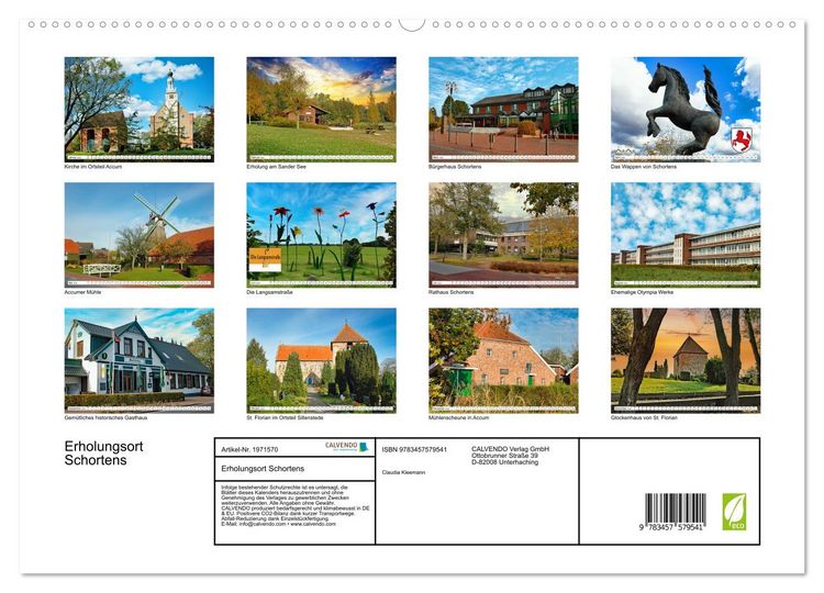 Produktbild: Erholungsort Schortens (hochwertiger Premium Wandkalender 2026 DIN A2 quer), Kunstdruck in Hochglanz