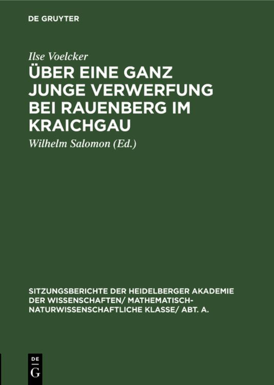 Produktbild: &Uuml;ber eine ganz junge Verwerfung bei Rauenberg im Kraichgau