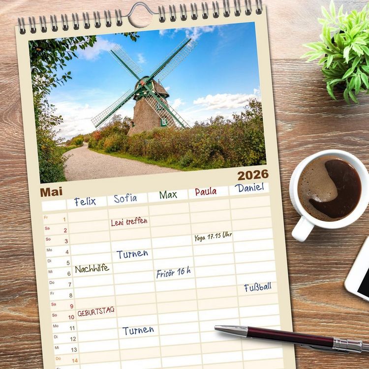 Produktbild: Familienplaner 2026 - Faszination Schlei mit 5 Spalten (Wandkalender, 21 x 45 cm) CALVENDO