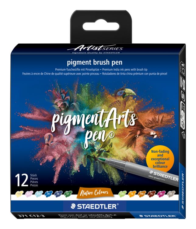 Produktbild: STAEDTLER Schreib- und Zeichbedarf pigment brush Fasermaler Pinselspitze, Nature Colours, 12er Set
