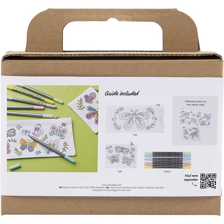 Produktbild: Creativ Company Mini Kreativ Set Stoffbemalen, Schmetterlinge, Pastellfarben
