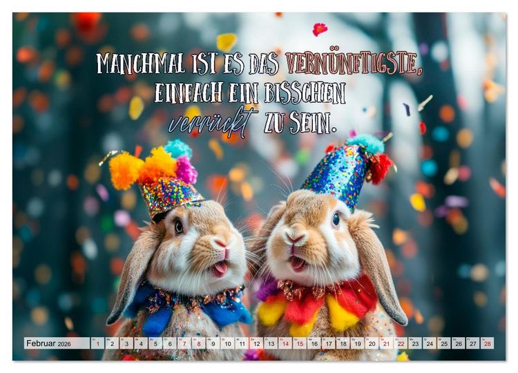 Produktbild: KANINCHEN Mit Humor durchs Jahr (Wandkalender 2026 DIN A3 quer), CALVENDO Monatskalender