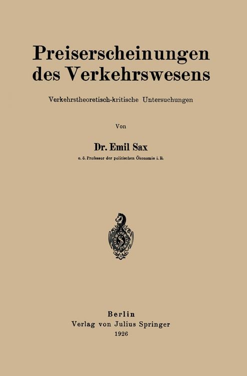 Produktbild: Preiserscheinungen des Verkehrswesens