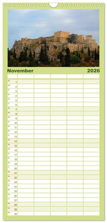 Produktbild: Familienplaner 2026 - Wundersch&ouml;ne Highlights der griechischen Antike mit 5 Spalten (Wandkalender, 21 x 45 cm) CALVENDO
