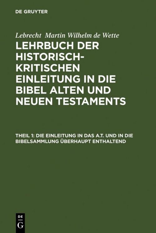 Produktbild: Die Einleitung in das A.T. und in die Bibelsammlung &uuml;berhaupt enthaltend
