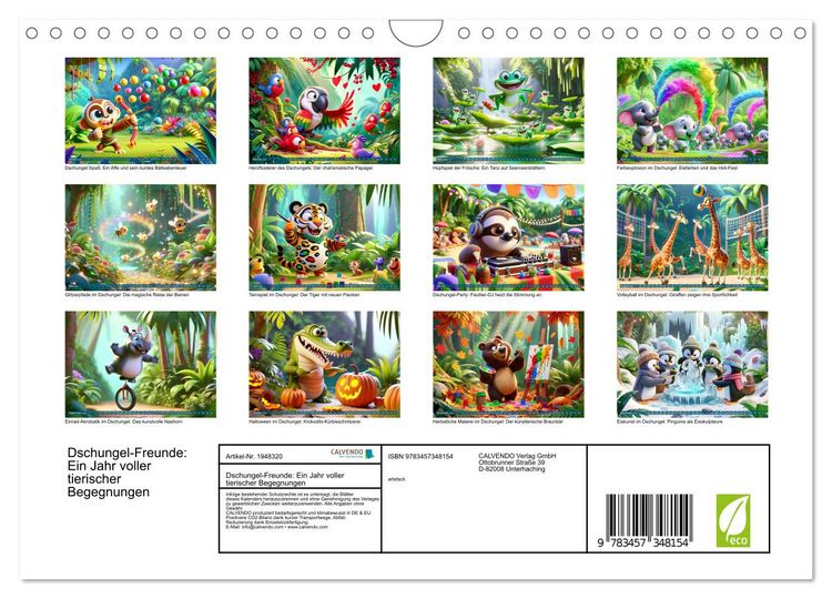 Produktbild: Dschungel-Freunde: Ein Jahr voller tierischer Begegnungen (Wandkalender 2026 DIN A4 quer), CALVENDO Monatskalender