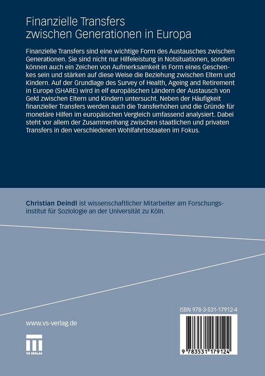 Produktbild: Finanzielle Transfers zwischen Generationen in Europa