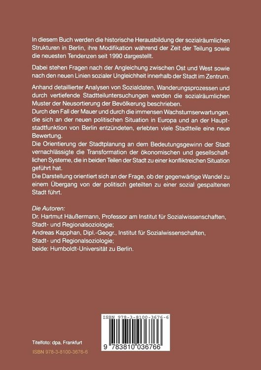 Produktbild: Berlin: Von der geteilten zur gespaltenen Stadt?
