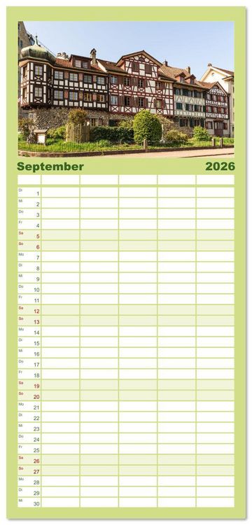 Produktbild: Familienplaner 2026 - Kanton Thurgau mit 5 Spalten (Wandkalender, 21 x 45 cm) CALVENDO