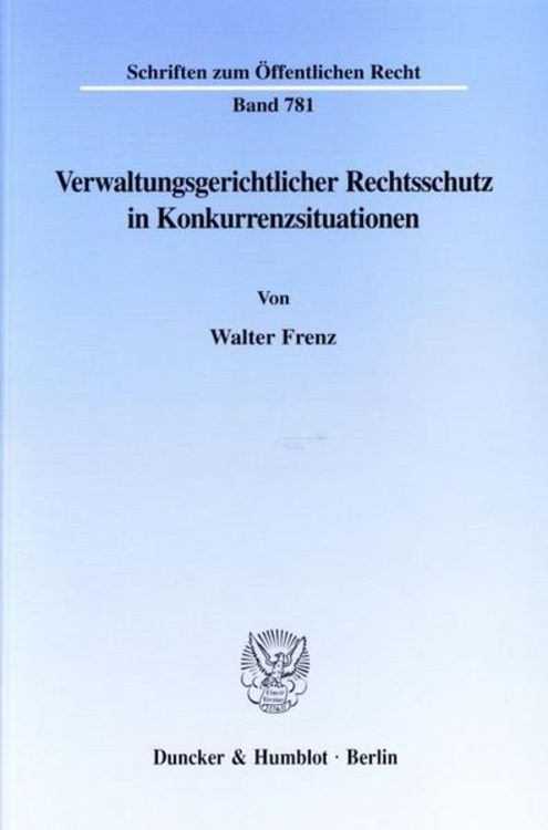 Produktbild: Verwaltungsgerichtlicher Rechtsschutz in Konkurrenzsituationen.